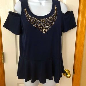 Classic bare shoulder navy top! Never worn!